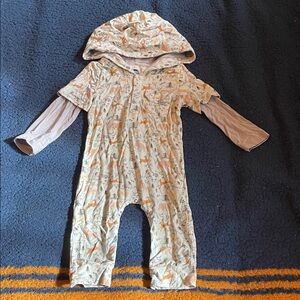 Bird & bean Kids Hooded One Piece with Animal Print